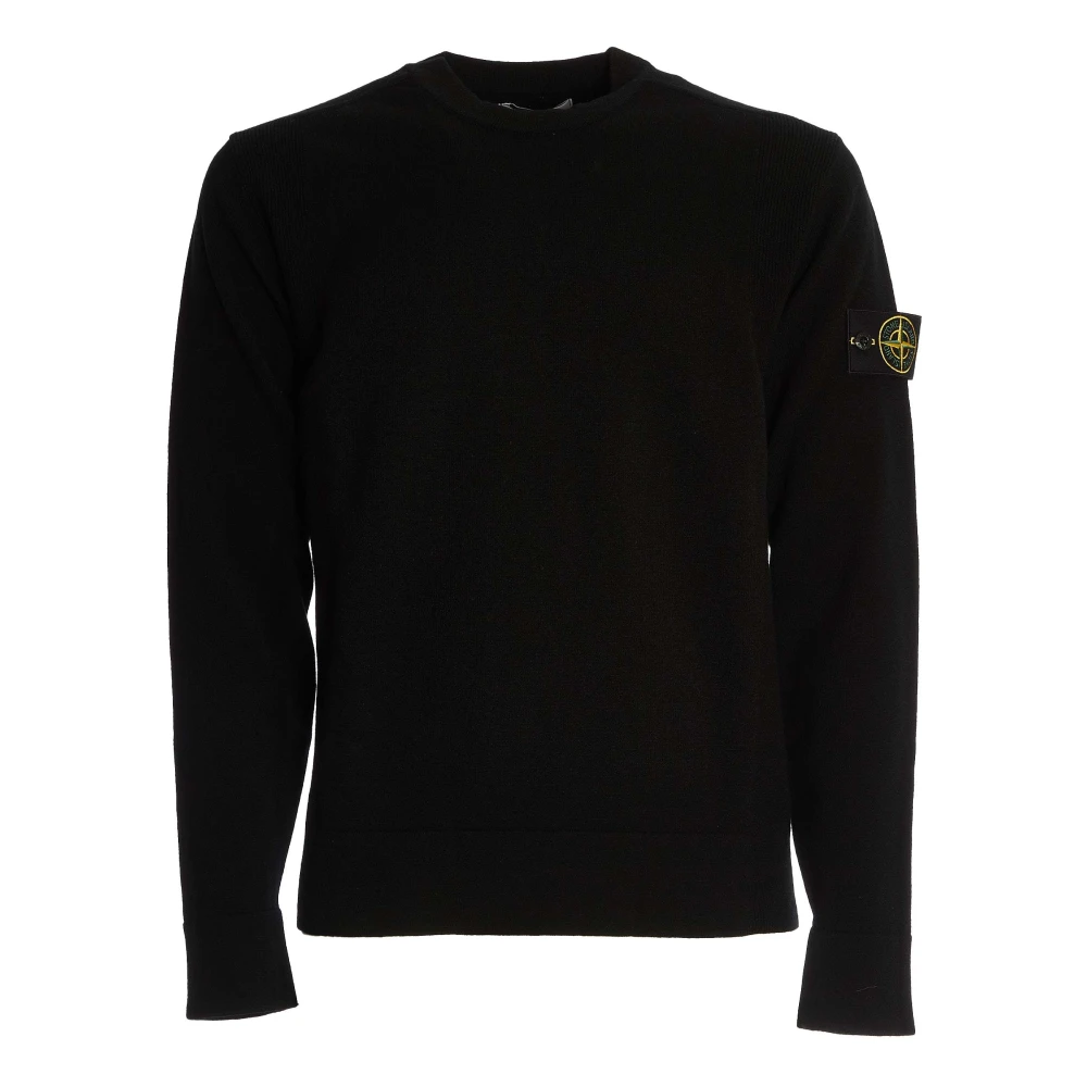 Stone Island Zwarte Crew Neck Sweater Aw24 Black Heren
