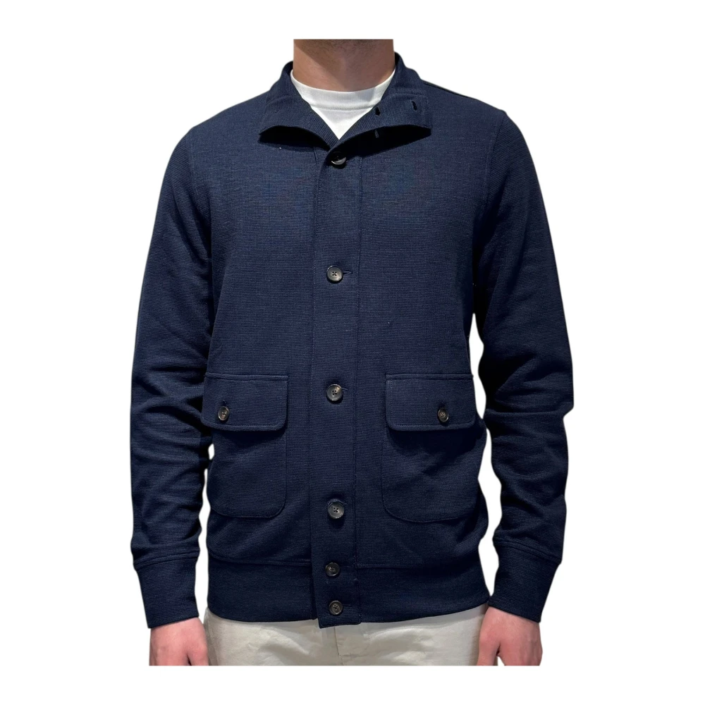 Filippo De Laurentiis Blue Cardigans, Male, 2XL, Dublin Button Up Cardigan