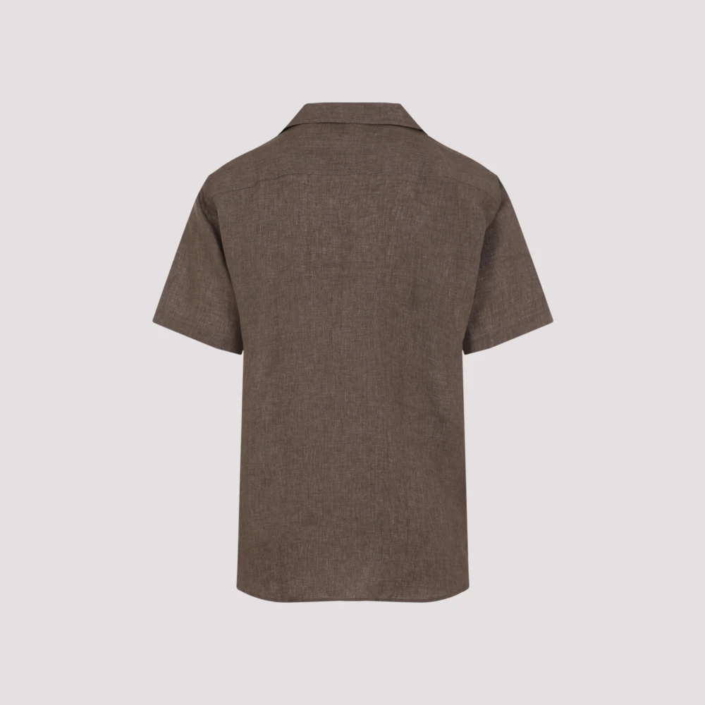 Brioni Bruine Linnen Overhemd Verhoog Garderobe Stijl Brown Heren