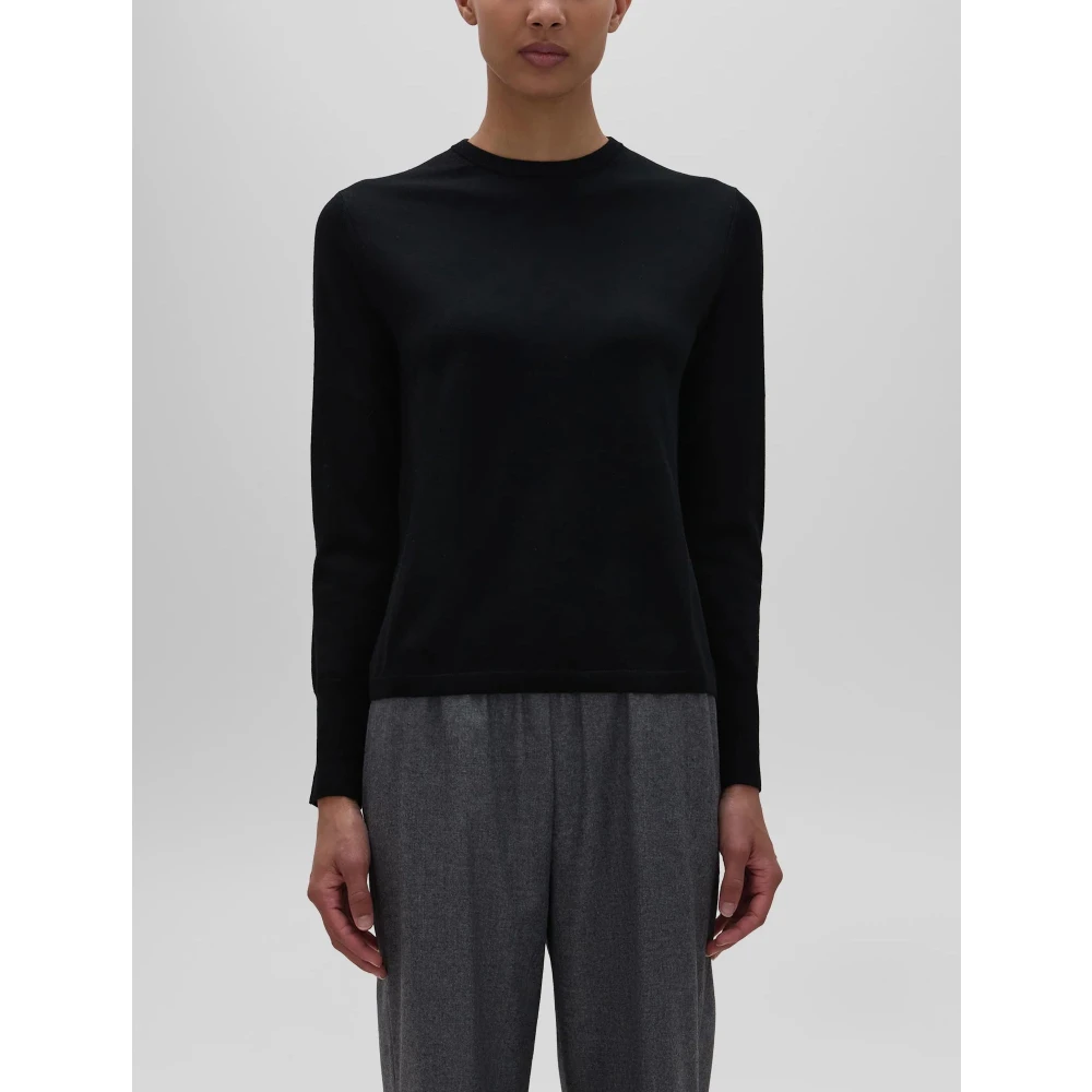 Aspesi Zwarte Merino Wol Lange Mouw Trui Black Dames