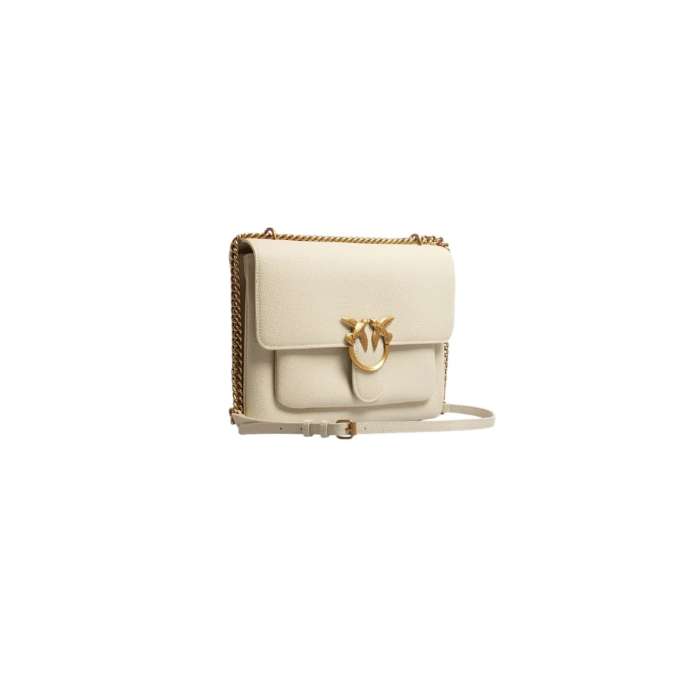 pinko Stijlvolle Leren Tas Beige Dames