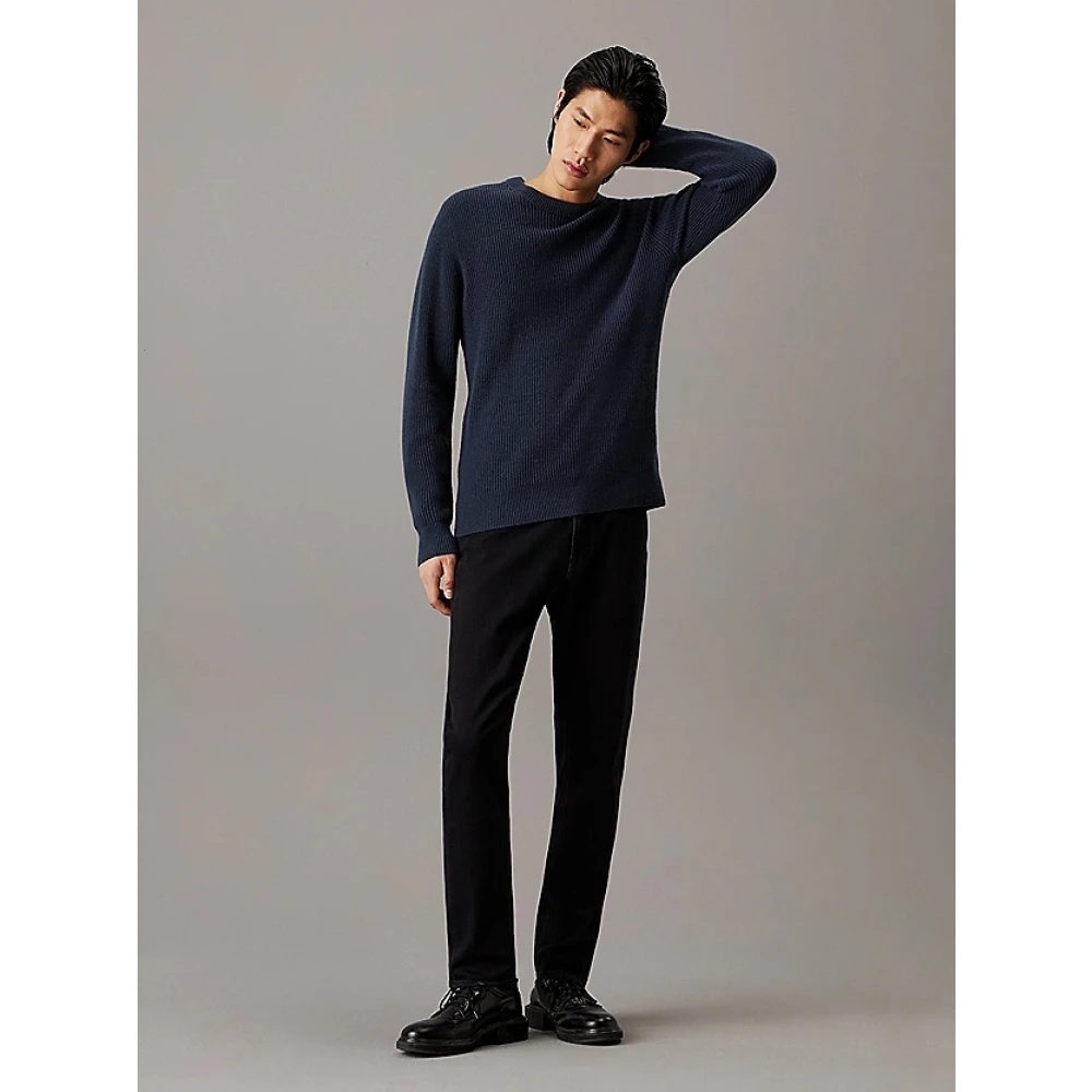 Calvin Klein Merino Ribgebreide Trui Black Heren