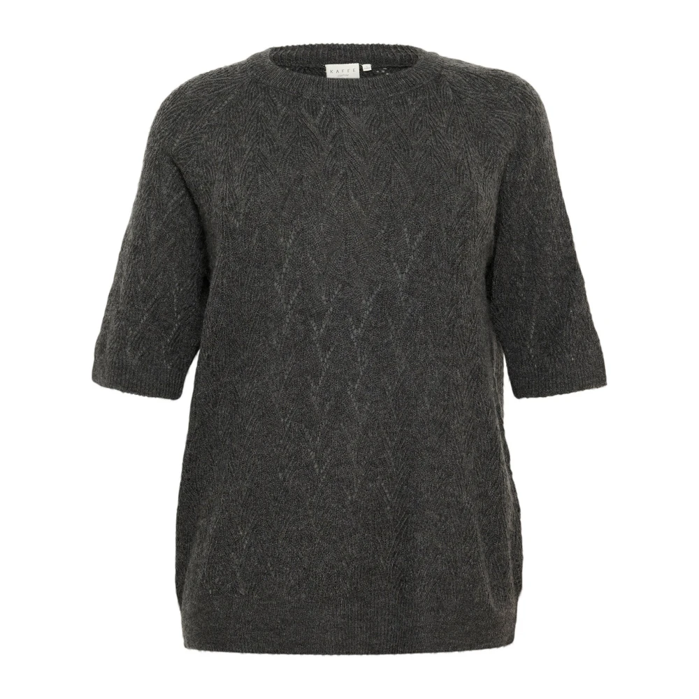 Kaffe Curve Zwart Oester Melange Gebreide Trui Black Dames