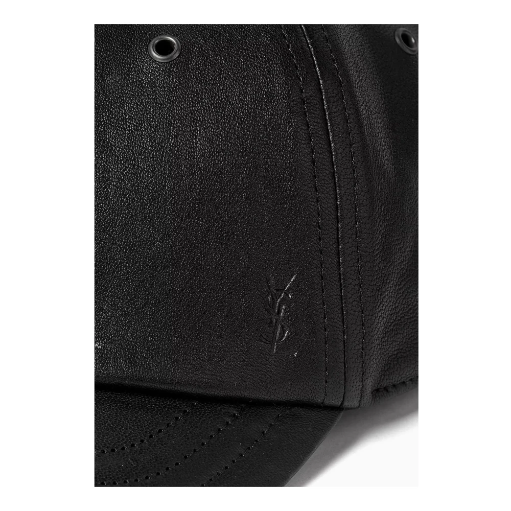 Saint Laurent Cassandre Leren Cap Black Dames
