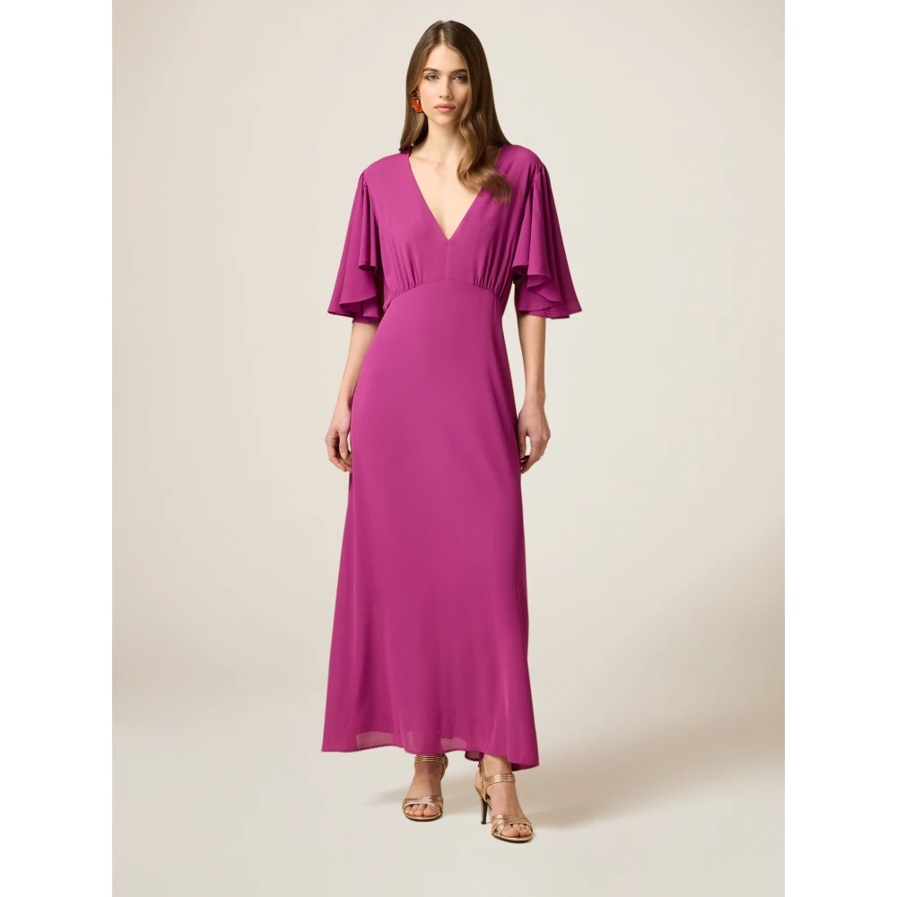 Oltre Lange Jurk met Vleermouwen Purple Dames