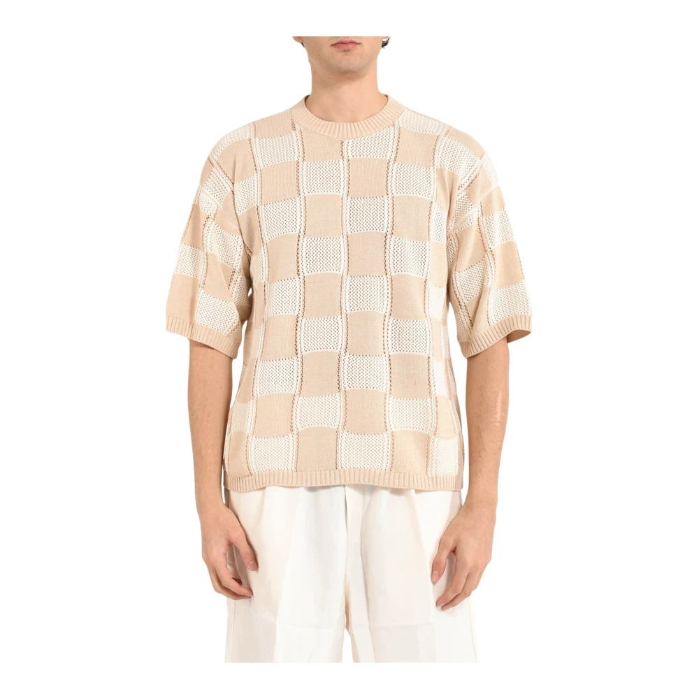 Laneus Men's Beige Round-Neck Knitwear, M, Round-Neck Knitwear