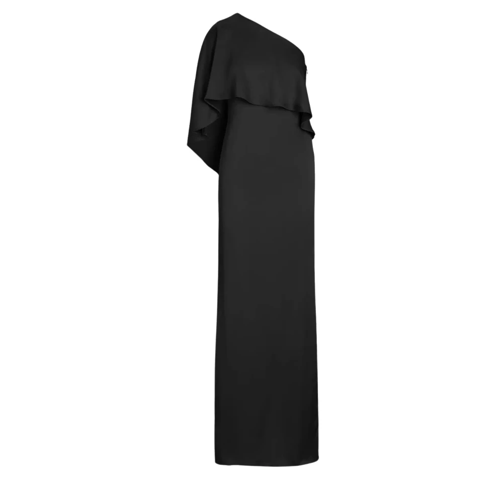 Ralph Lauren Women's Black Party Dresses, 2XS, Dress With Asymmetrical Neckline