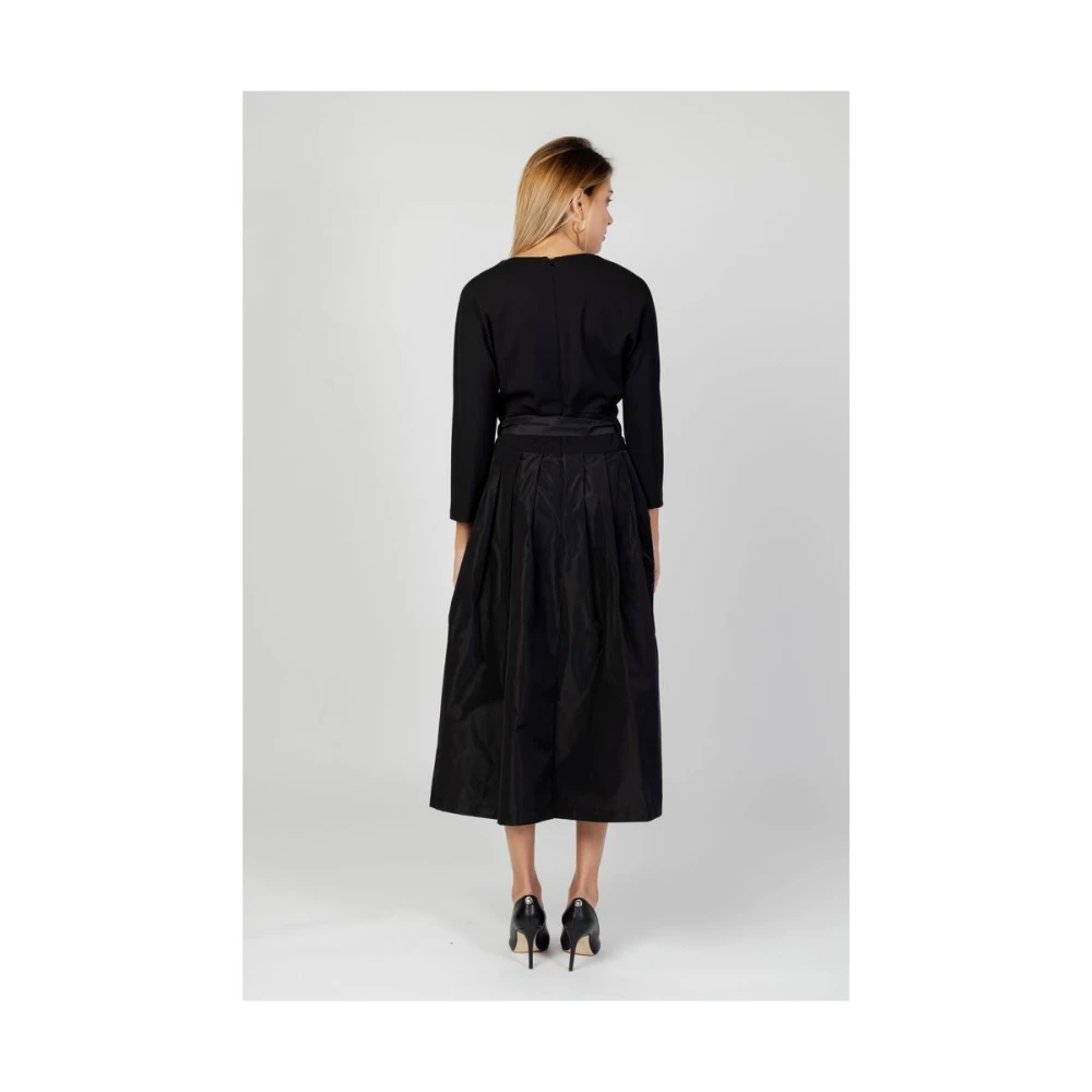 Sandro Ferrone Zwart Polyester Lang Jurk Black Dames