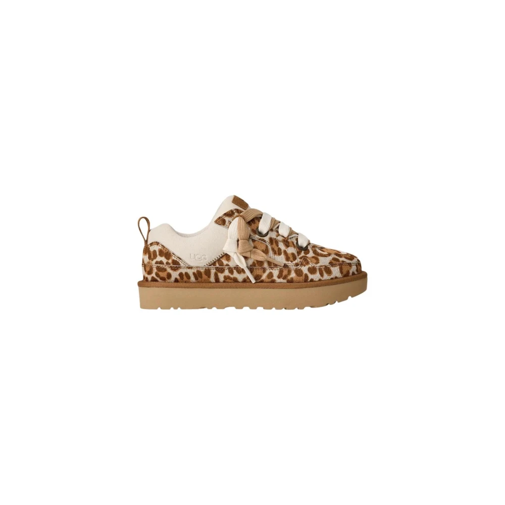 Ugg Women's Brown Leopard Print Suede Lace-Up Trainers - Sneakers - 4 Uk - Shoes
