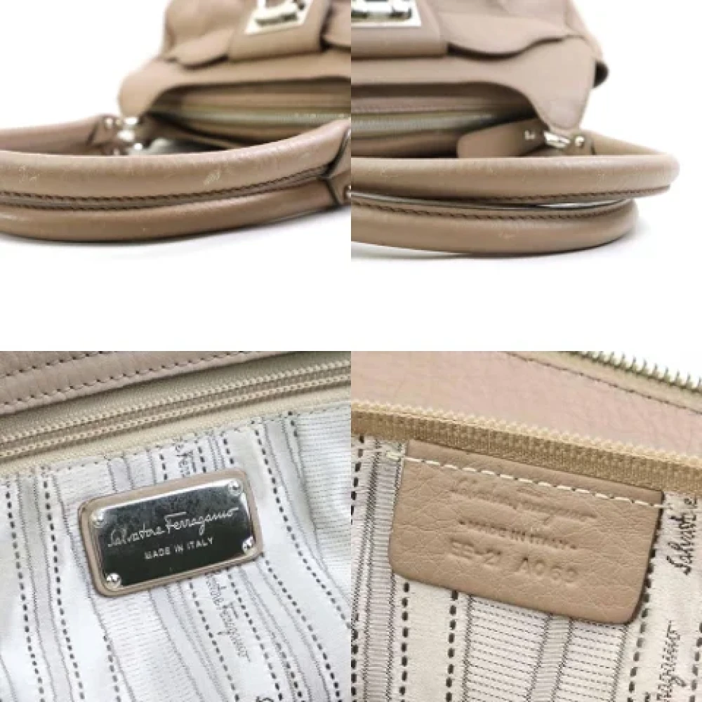 Salvatore Ferragamo Pre-owned Leather shoulder-bags Beige Dames