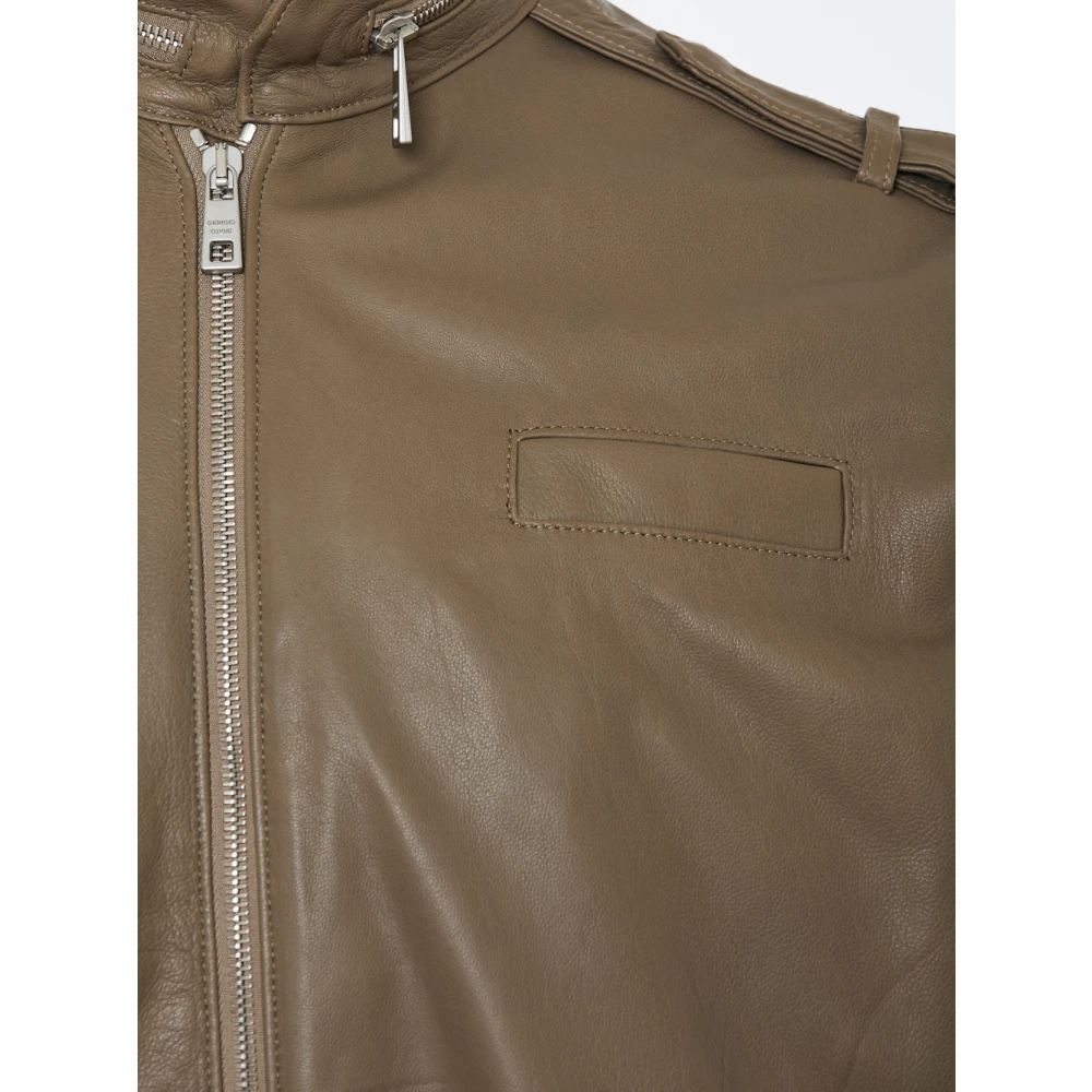 Giorgio Brato Leren Jas Beige Heren