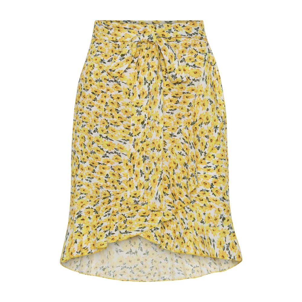 American Dreams Bloemen wikkelrok met ruches Yellow Dames