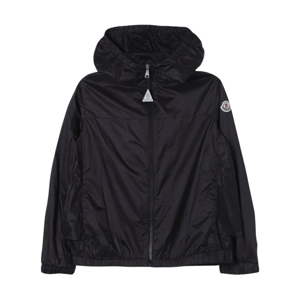 Moncler Unisex Kids Black Zipup Hooded Jacket Size 10 Y