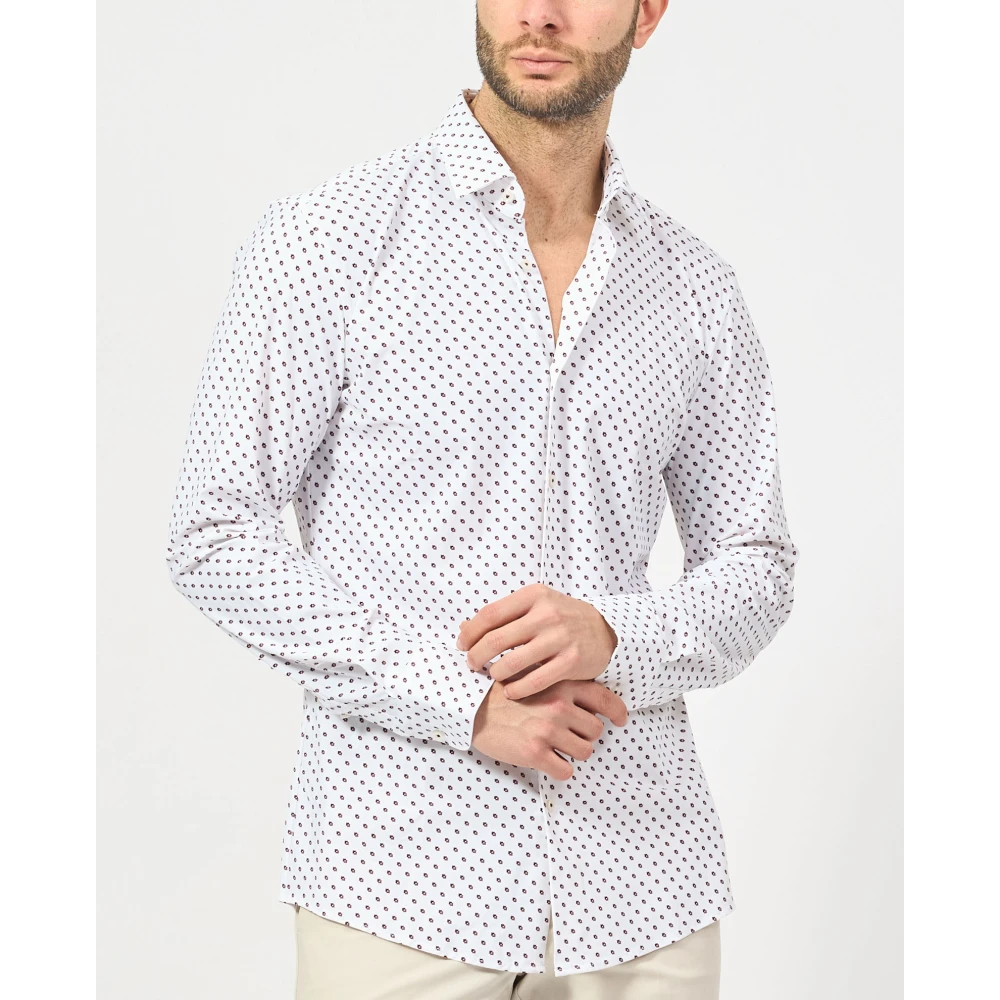Hugo Boss Geometrisch Bedrukt Zakelijk Overhemd White Heren