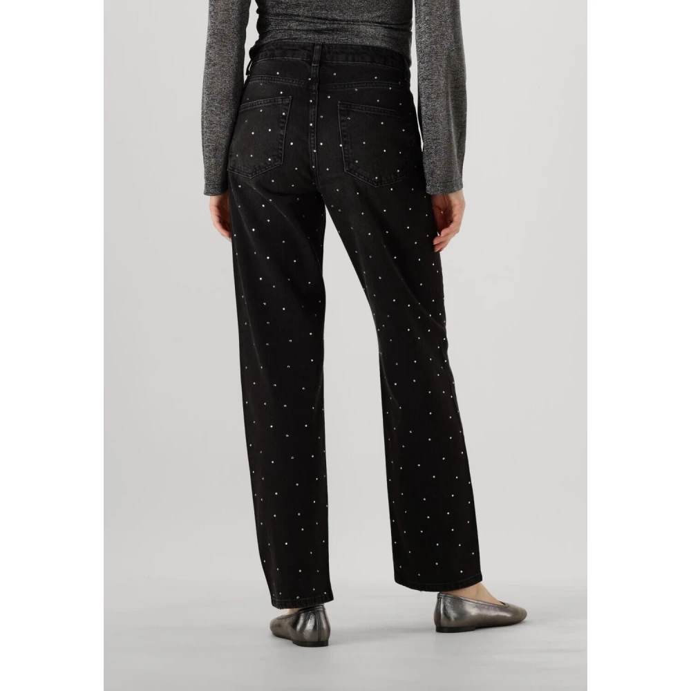 Envii Zwarte Straight Leg Jeans met Zilveren Details Black Dames