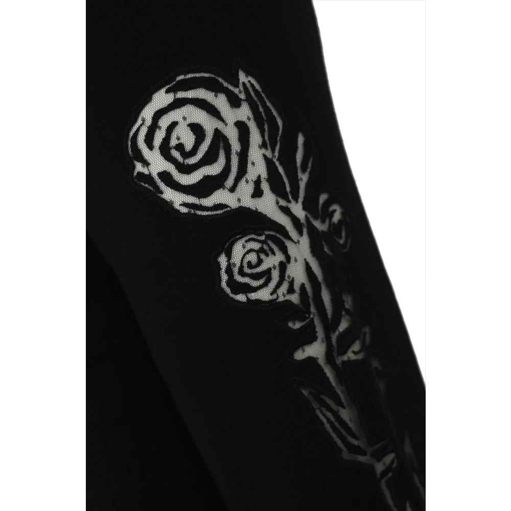 Blugirl Zwarte gebreide broek met bloemendetail Black Dames