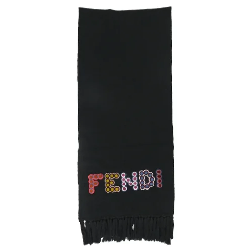 Fendi Vintage Pre-owned Wool scarves Black Dames