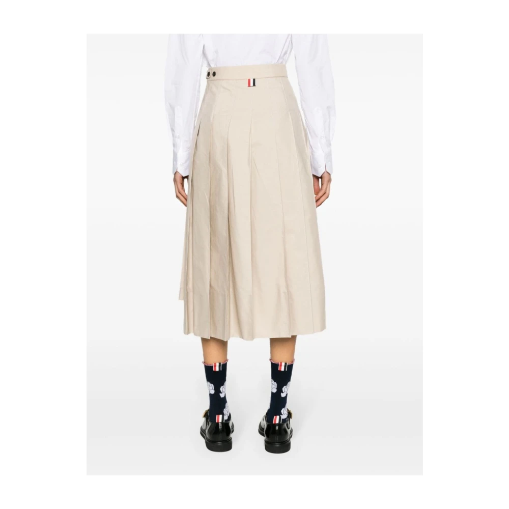 Thom Browne Geplooide midi-rok met RWB-strepen Beige Dames