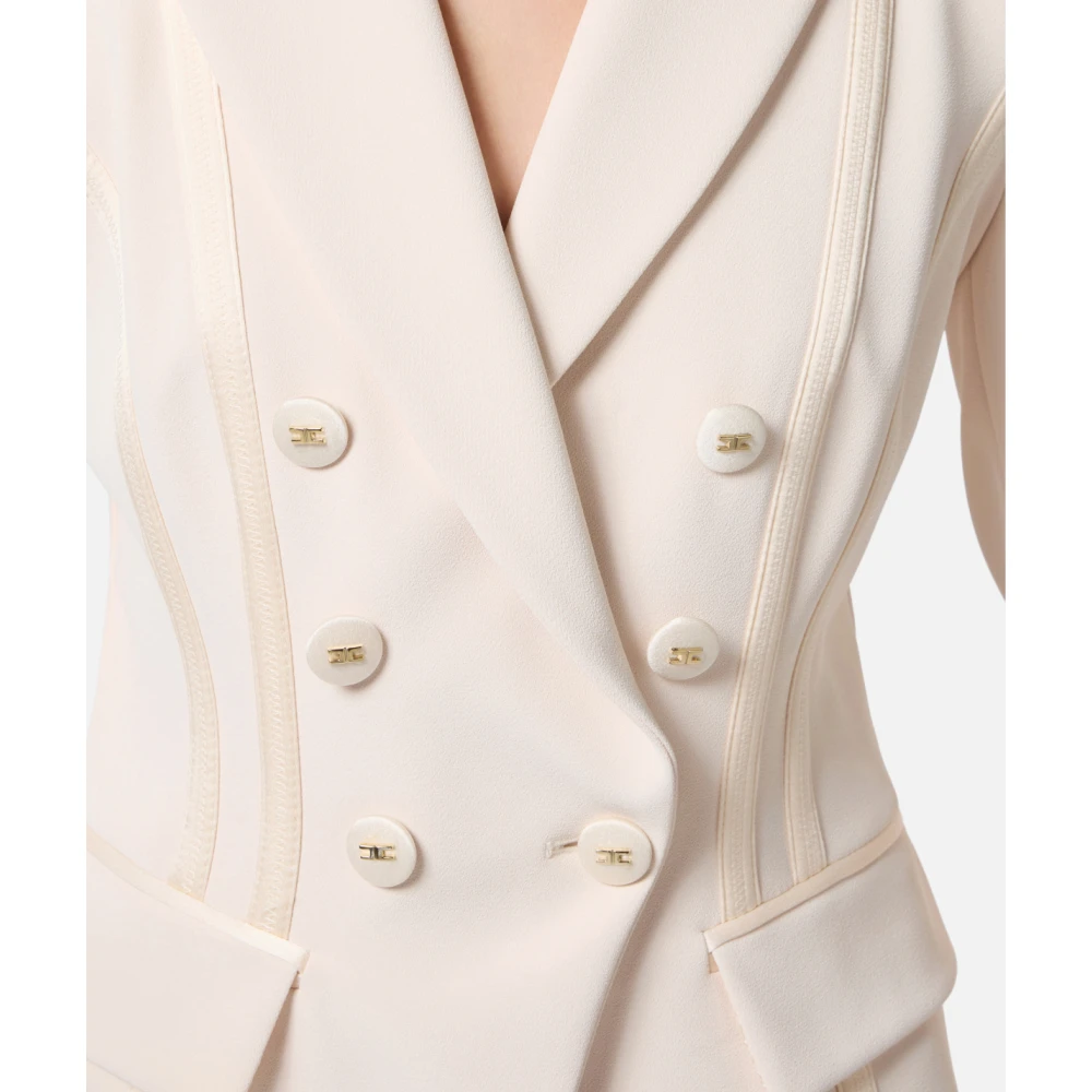 Elisabetta Franchi Crepe jasje met satijndetails Beige Dames