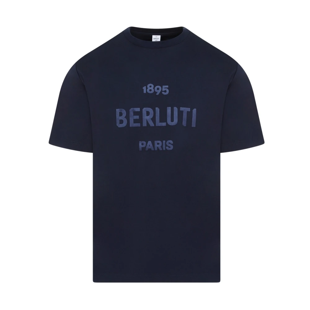 Berluti Blauw Katoenen T-shirt met Logoprint Blue Heren