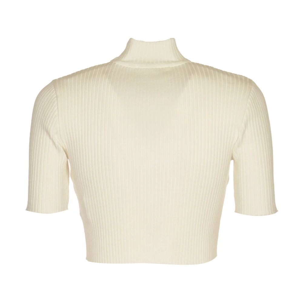 Courrèges Ribgebreide Crop Sweater White Dames