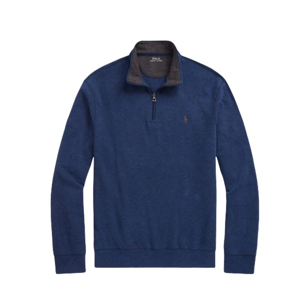 Ralph Lauren Navy Half-Zip Katoenmix Trui Blue Heren
