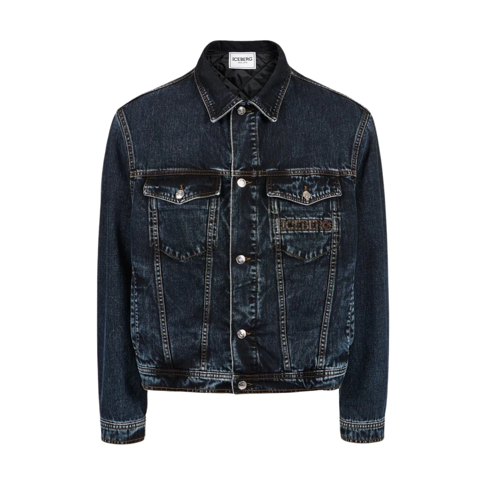 Iceberg Spijkerjas met vintage behandeling Blue Heren