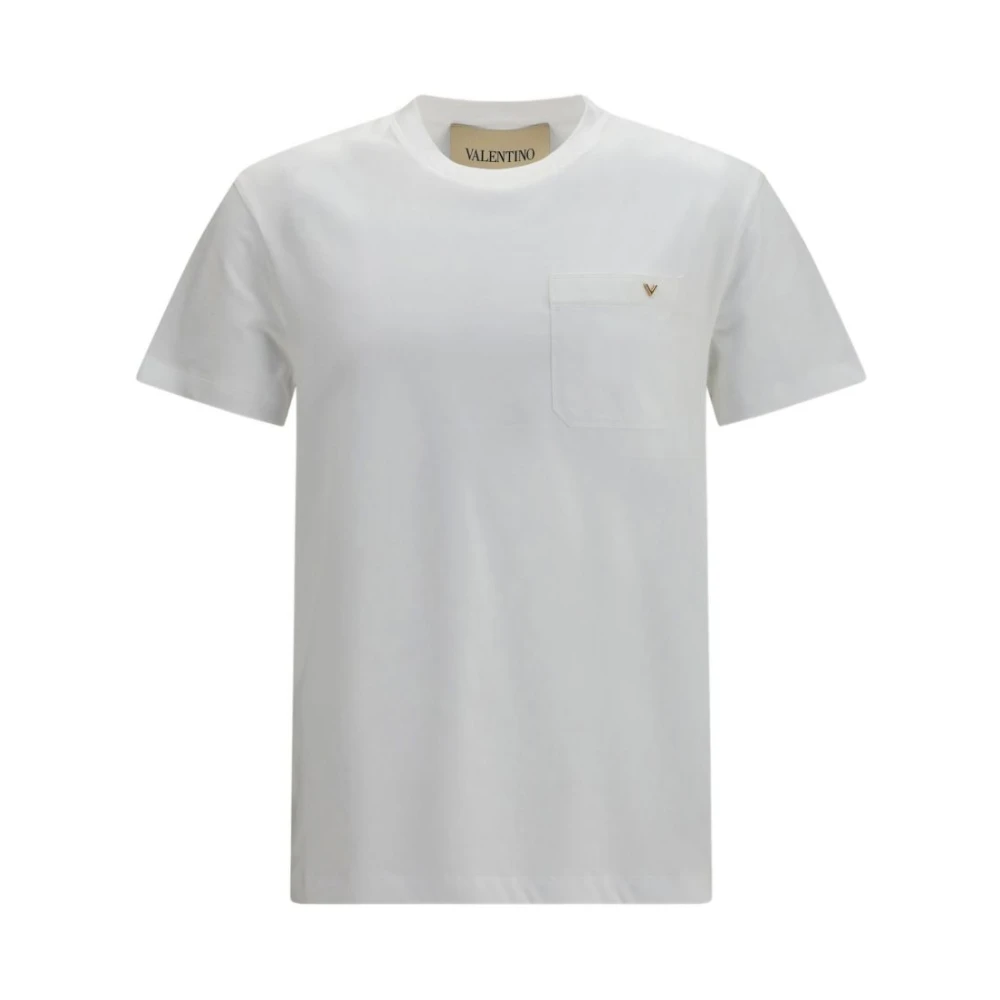 Valentino Garavani Mannelijk Wit Tops Heren, Xl, Katoen, Vgold Katoenen T-Shirt