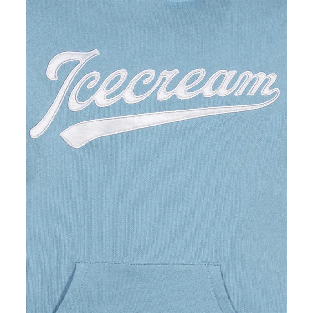 Icecream Geborduurde katoenen hoodie Blue Heren