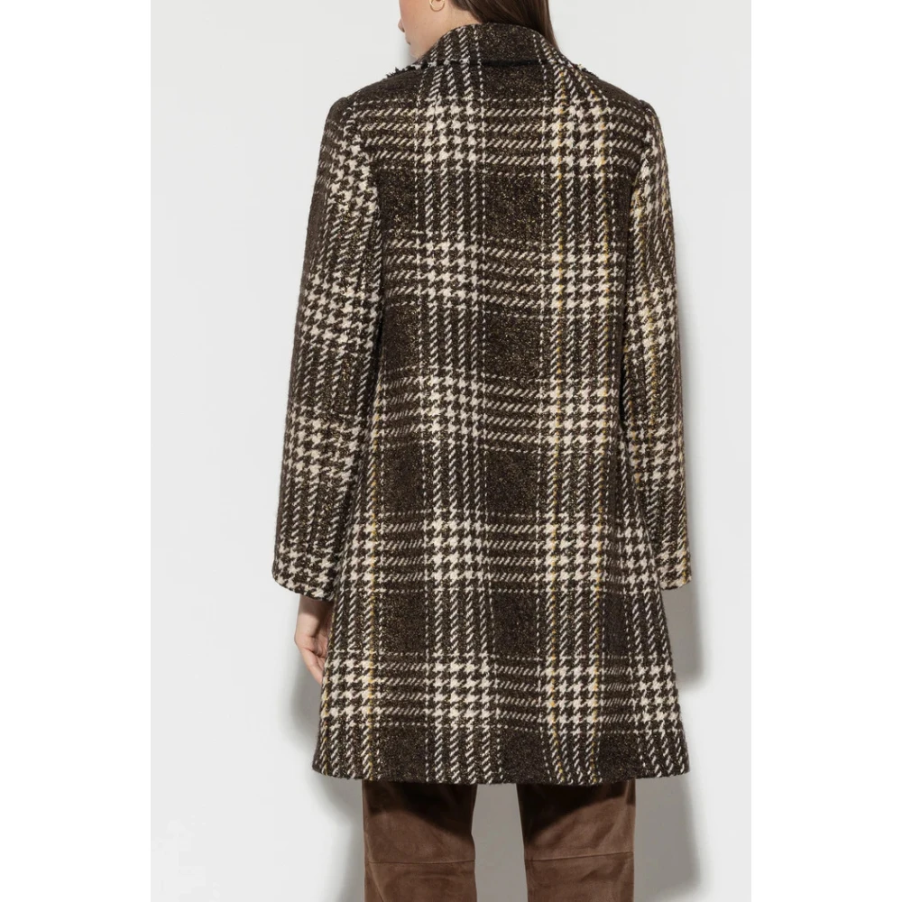 LUISA CERANO Metallic Plaid Wool Blend Jacket Brown Dames