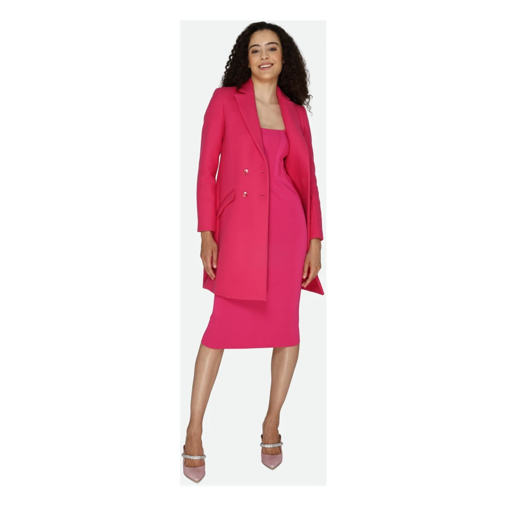 PATRIZIA PEPE Fuchsia Dubbelbreasted Jas Pink Dames