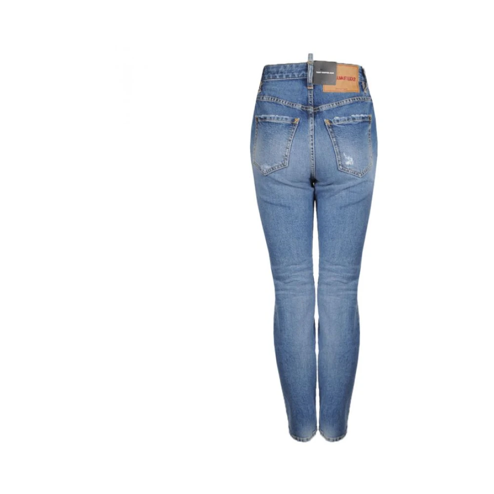 Dsquared2 High Waist Straight Leg Jeans Blue Dames