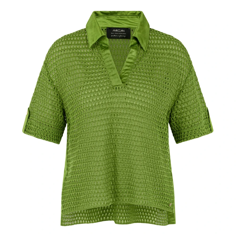 Marc Cain Women's Green Short-Sleeved Knitted Jumper - Polo Shirts - S - Tops