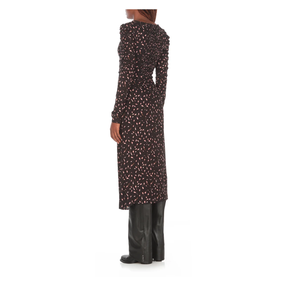 Mar De Margaritas Zwarte Bloemenprint Viscose Jurk Black Dames