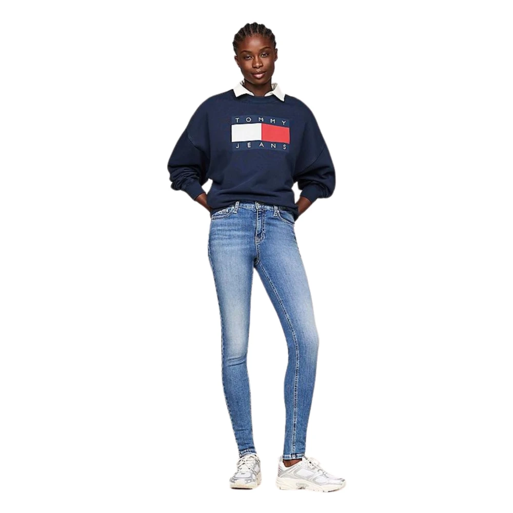 Tommy Hilfiger Skinny Denim Jeans met Distressed Details Blue Dames