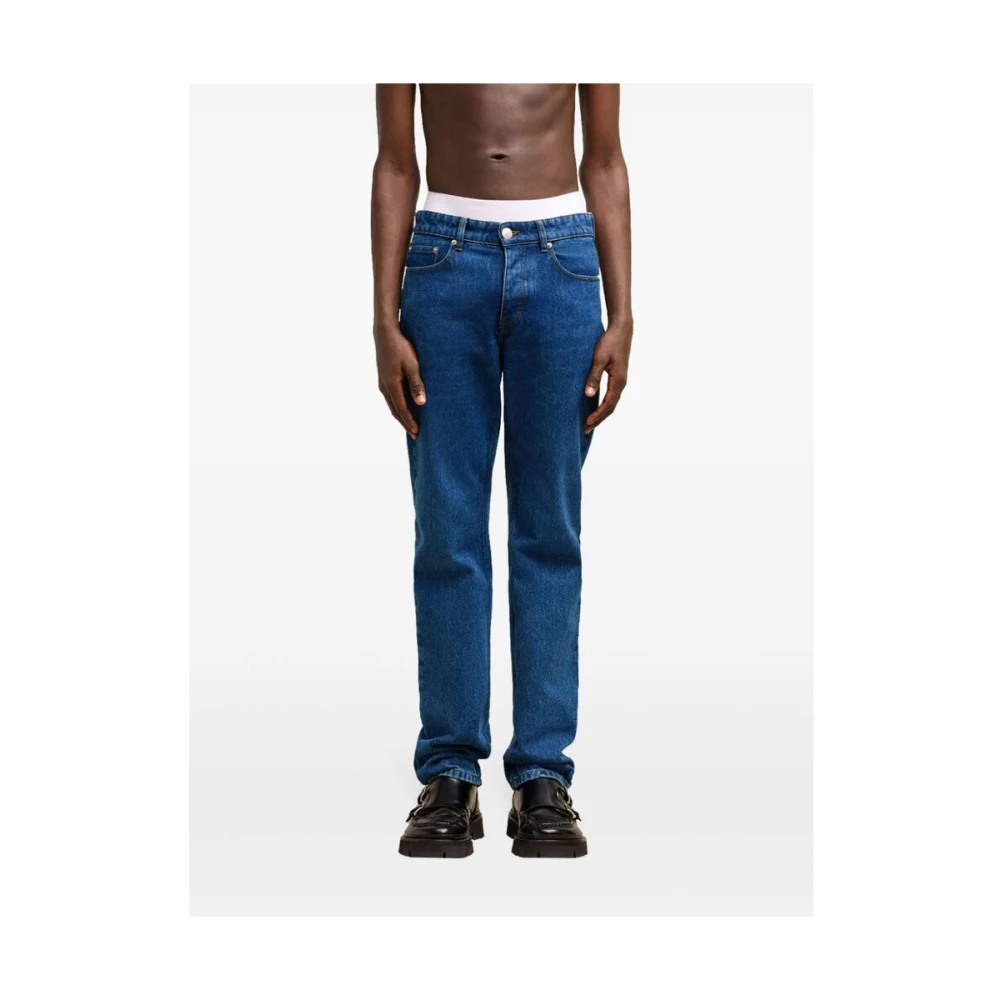 Ami Paris Blauwe Denim Knoopsluiting Jeans Blue Heren