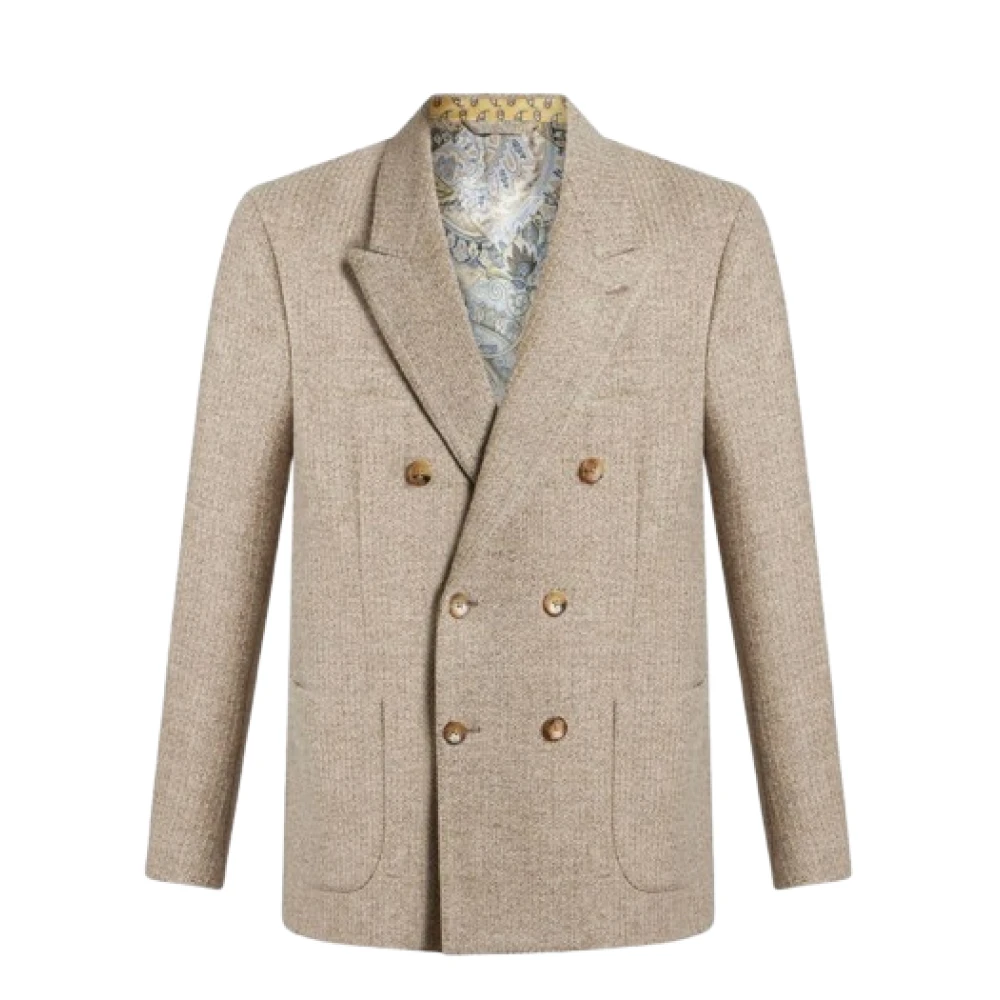 ETRO Dubbelrijige blazer met peak revers Beige Heren