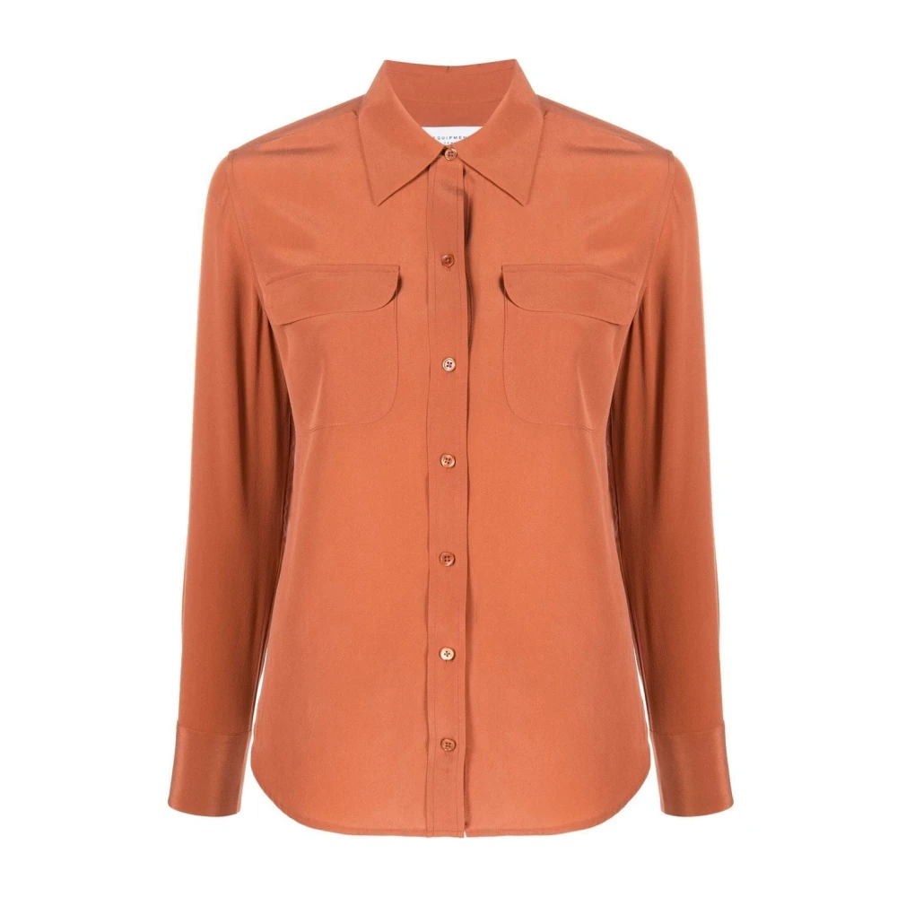 Equipment Zijden Slim-Fit Shirt in Oranje Orange Dames