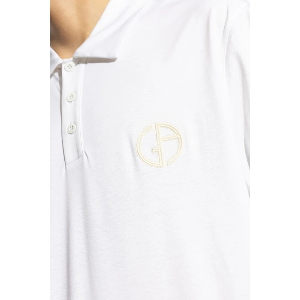 Giorgio Armani Polo met geborduurd logo White Heren