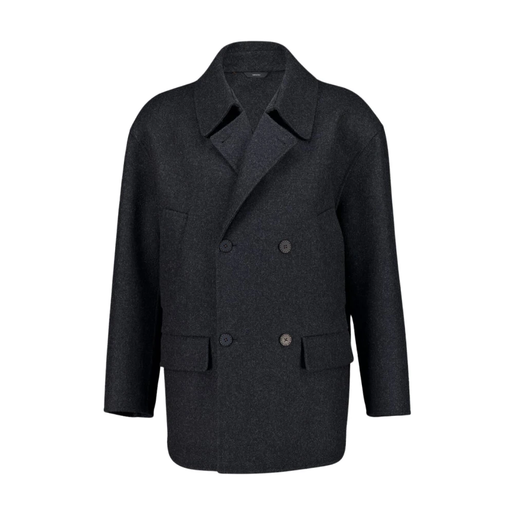 Fendi Hombre Negro - Abrigo De Lana Mélange - Coats - M