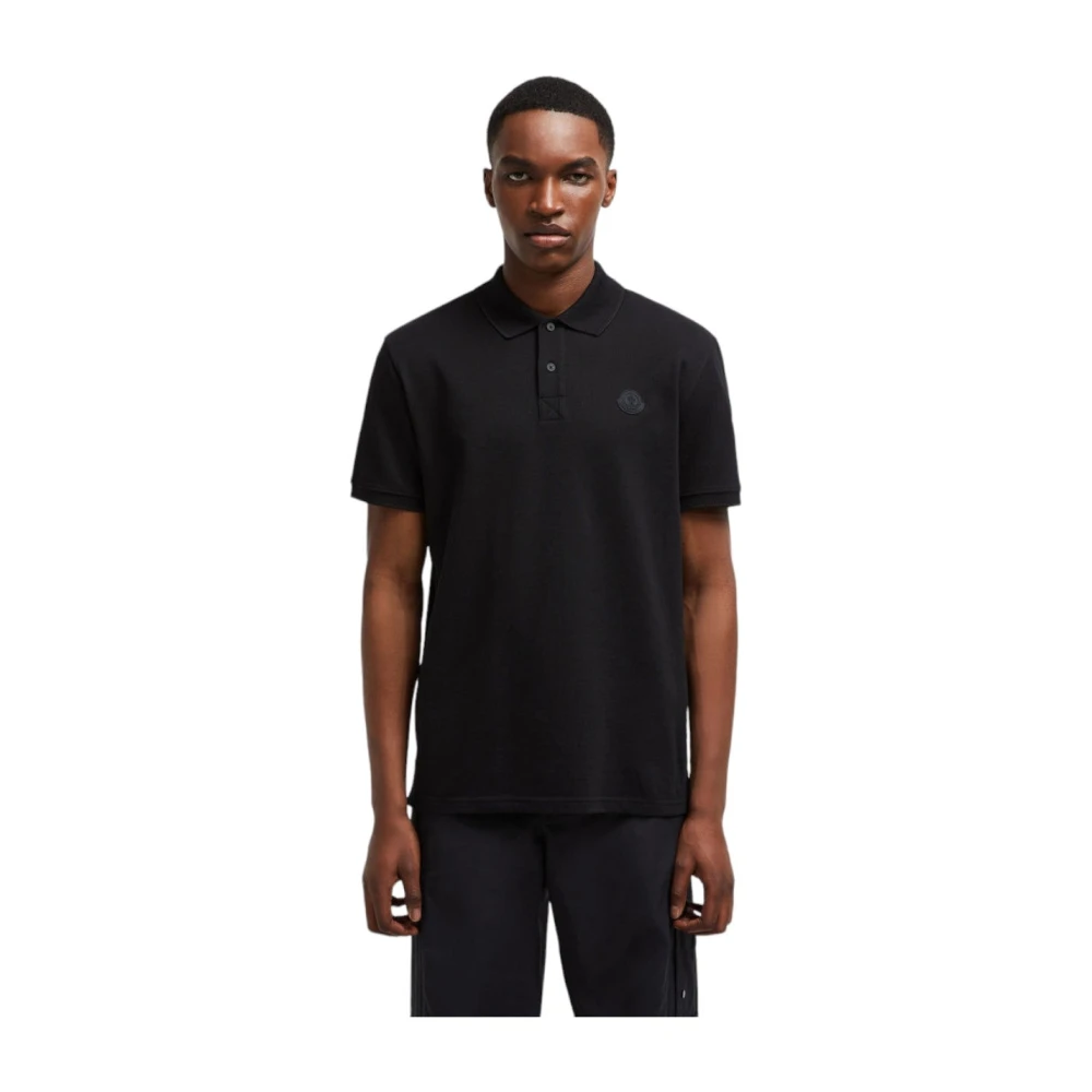 Moncler Logo Polo Shirt in Zwart Black Heren