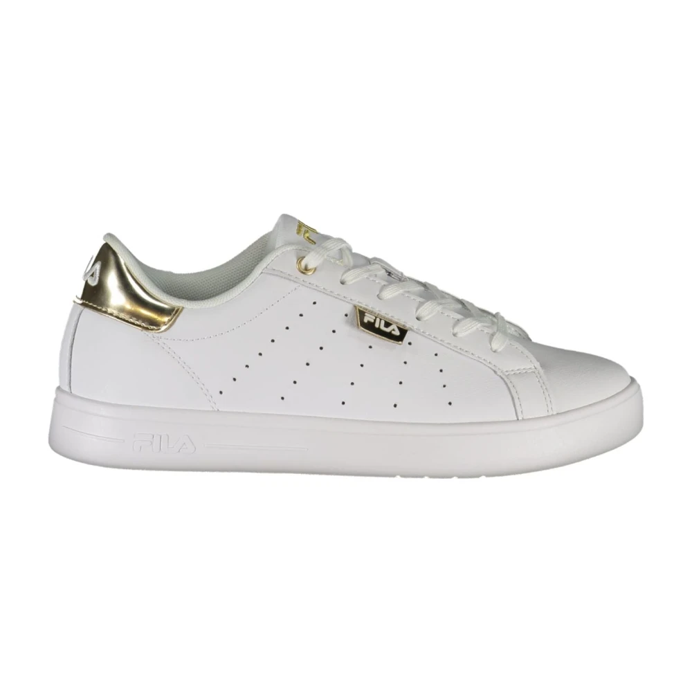 Fila Women's White Sneakers, 6 Uk, Sporty Lace-Up Trainers Gold Contrast