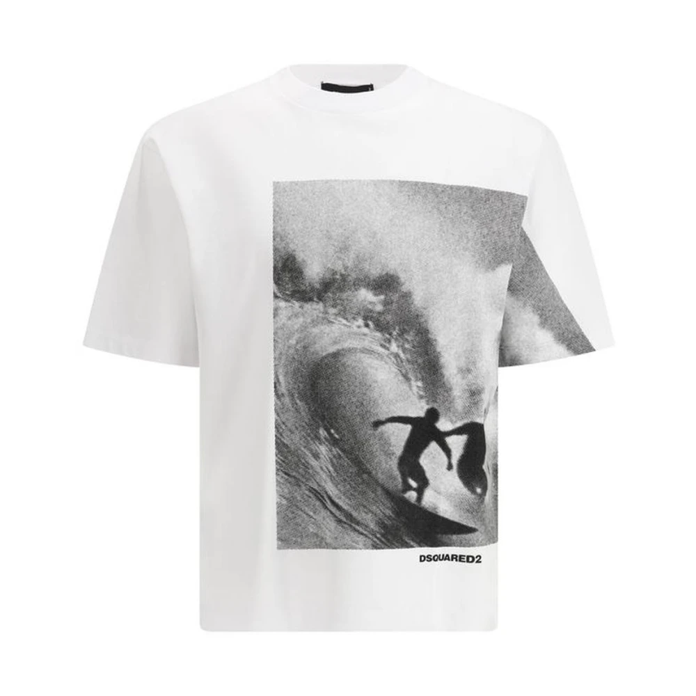 Dsquared2 Maxi Print Katoenen T-shirt White Heren