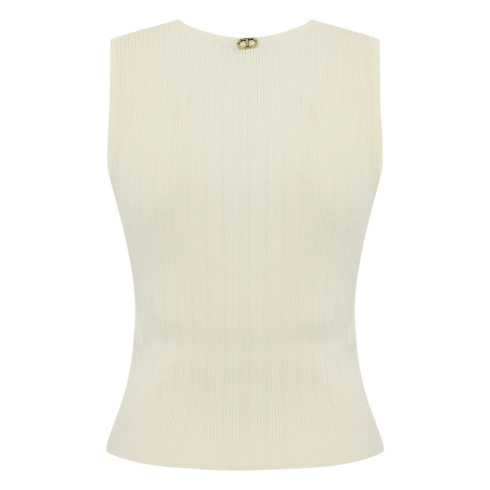 Twinset Mouwloze Gebreide Top met Vesteffect Beige Dames