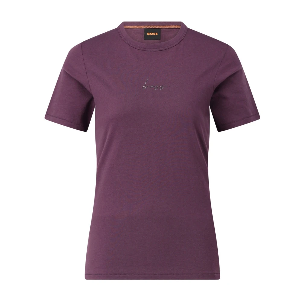 Hugo Boss Kristall Strass T-shirt Elegant Bekväm Purple, Dam