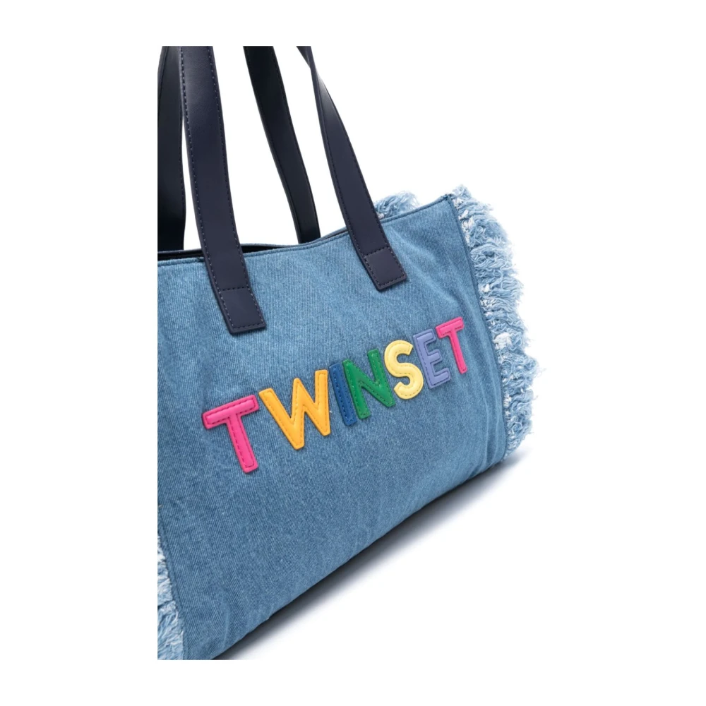 Twinset Denim Twin-Set Tassen met Franje Detail Blue Dames
