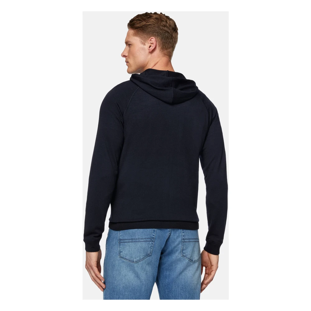 Boggi Milano Volledige rits capuchontrui in superfijne merinowol Blue Heren