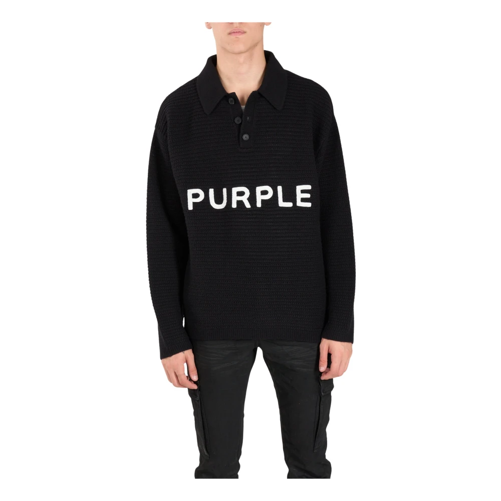 Purple Brand Logo Gebreide Trui Black Heren