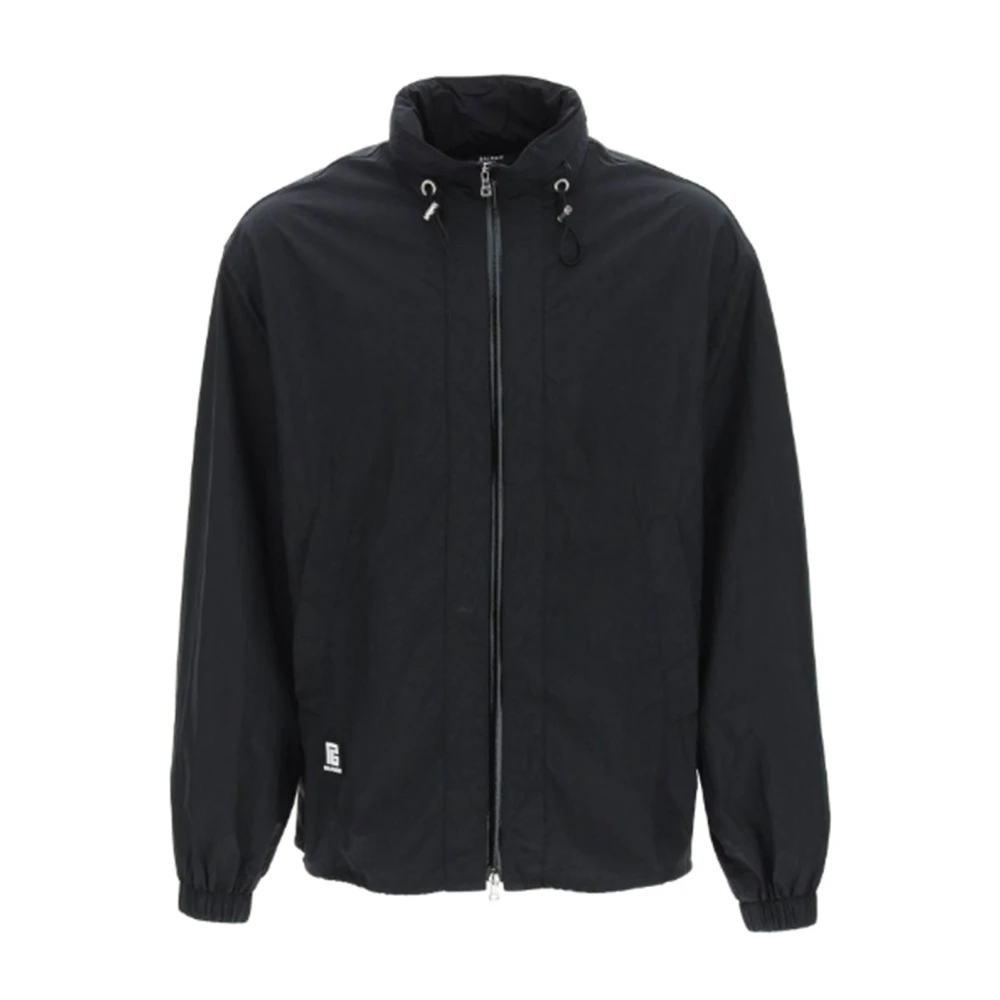 Balmain Men's Black Nylon Logo Jacket