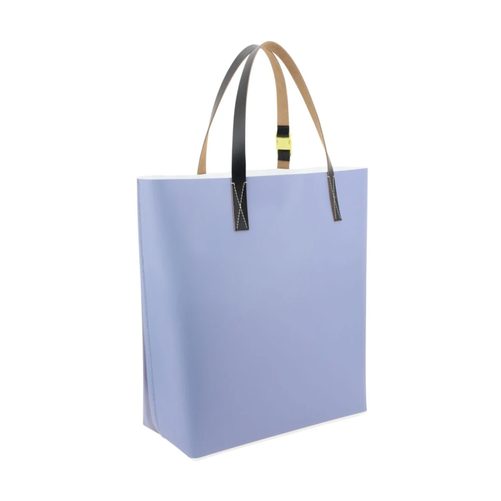 Marni Gestreepte Tote Tas met Leren Handvatten Blue Heren